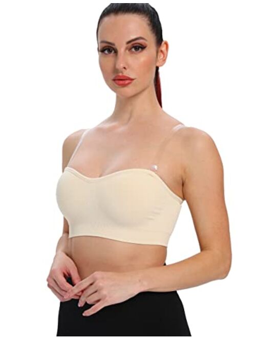 Gnowann Strapless Bra for Women Wirefree Non-Slip Silicone Bandeau Bra Seamless Padded Comfy Tube Top