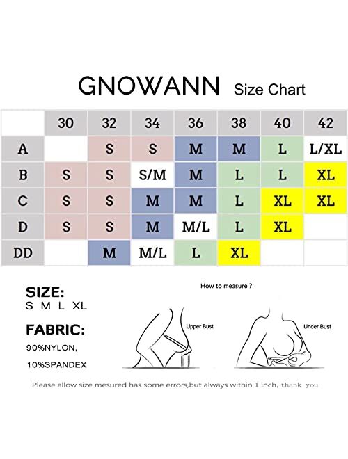 Gnowann Strapless Bra for Women Wirefree Non-Slip Silicone Bandeau Bra Seamless Padded Comfy Tube Top