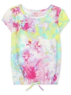 Girls Print Cinch Front Top