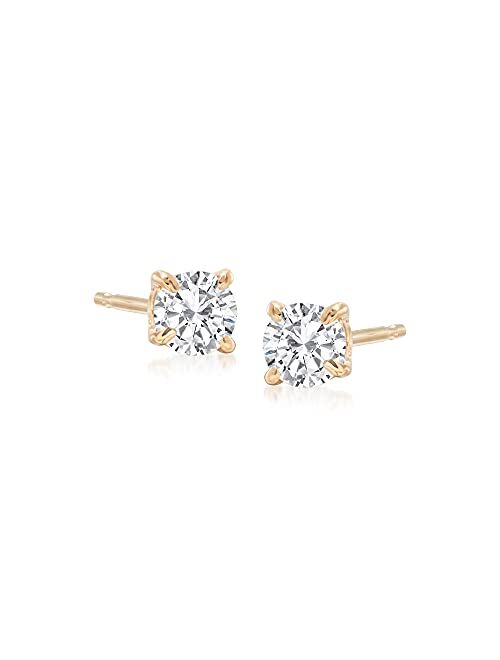 Ross-Simons 14kt Yellow Gold Round Diamond Stud Earrings I-J Color / I2-I3 Clarity