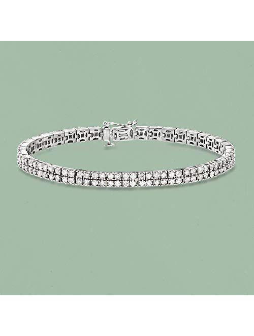 Ross-Simons 5.00 ct. t.w. Diamond 2-Row Bracelet in Sterling Silver