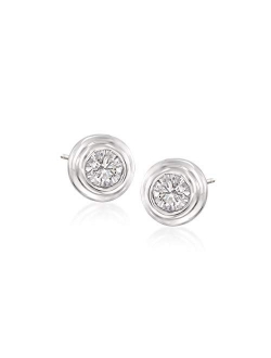 Bezel-Set Diamond Stud Earrings H-I Color / I1-I2 Clarity