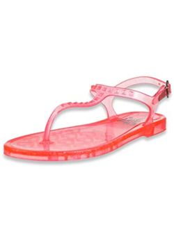 Olivia Miller Kid's Shoes, Princess Jelly Pink Glitter Girls Flat Slide Sandals