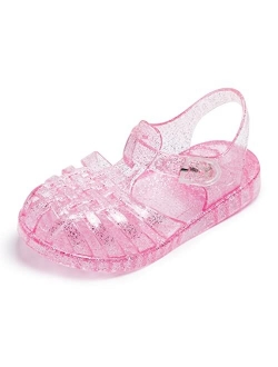 KIDSUN Toddler Girls Jelly Sandals Rubber Sole Closed Toe Princess Flat Summer Shoes