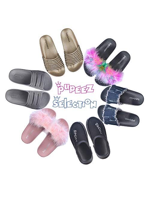 Pupeez Girls Summer Open Toe Jelly Slide Sandals