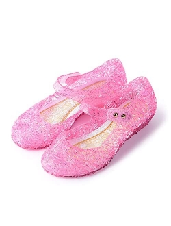 JerrisApparel Girls Princess Sandals Cosplay Party Jelly Shoes Mary Jane Costumes Flats Shoes