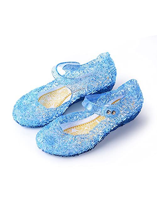 JerrisApparel Girls Princess Sandals Cosplay Party Jelly Shoes Mary Jane Costumes Flats Shoes