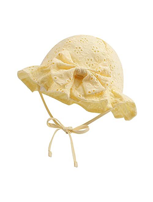 JANGANNSA Bow Baby Girls Summer Hat Flower Toddler Girls Sun Hat Cotton Breathable Infant Hat