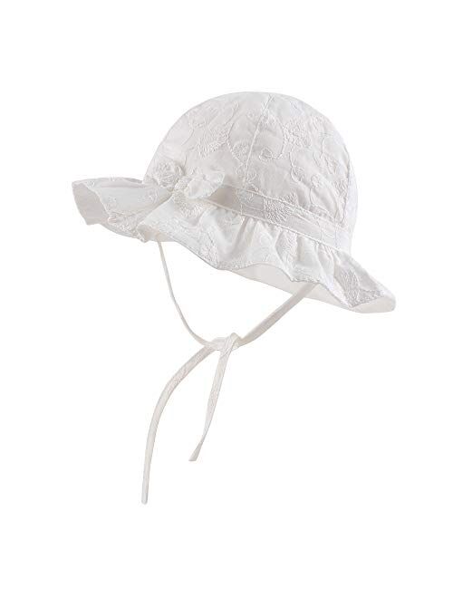 JANGANNSA Bow Baby Girls Summer Hat Flower Toddler Girls Sun Hat Cotton Breathable Infant Hat