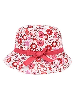 Happy Cherry Adorable Baby Girls Floppy Hat Floral Embroidered Hollow Wide Brim SPF 50+ Hat