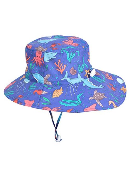 Happy Cherry Adorable Baby Girls Floppy Hat Floral Embroidered Hollow Wide Brim SPF 50+ Hat