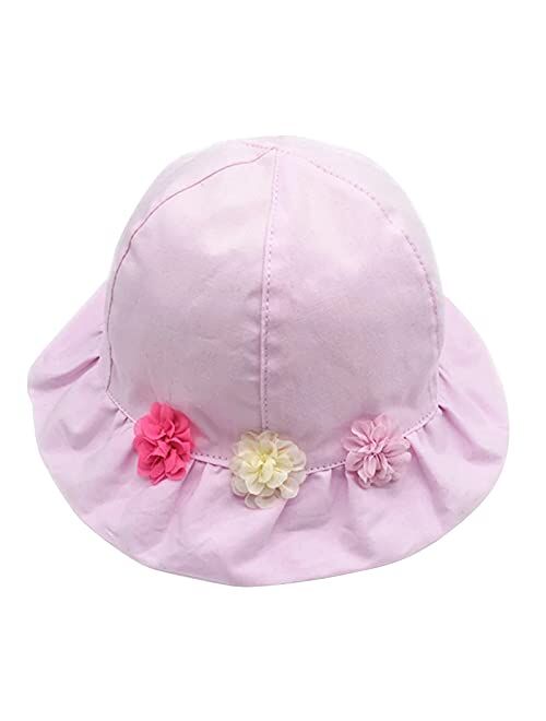 Happy Cherry Adorable Baby Girls Floppy Hat Floral Embroidered Hollow Wide Brim SPF 50+ Hat