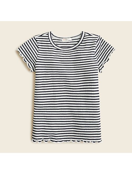 J.Crew Girls' smocked T-shirt in stripe