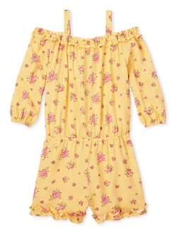 girls The Children's Place Girls Floral Off Shoulder Ruffle Romper