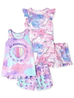 Girls Sleeveless Tank Top and Shorts 2 Piece Pajama Set