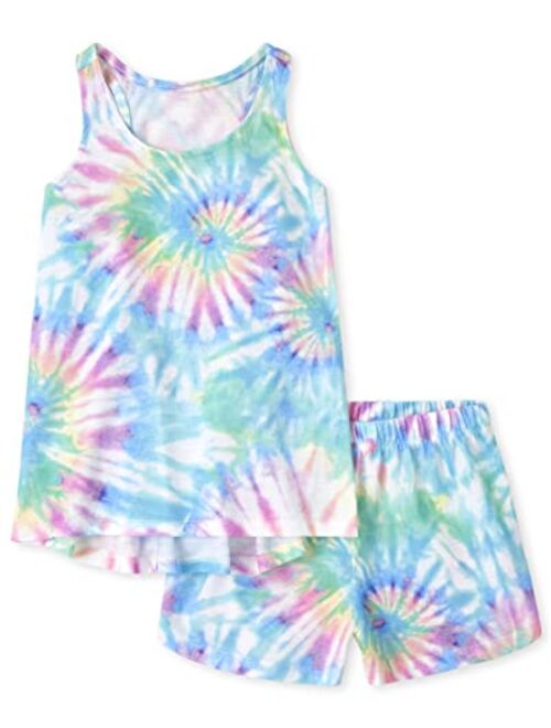 The Children's Place Girls Sleeveless Tank Top and Shorts 2 Piece Pajama Set