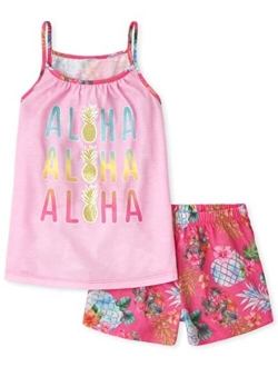 Girls Sleeveless Cami and Shorts 2 Piece Pajama Set