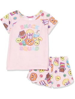 Girls Sleeve Top and Shorts 2 Piece Pajama Sets