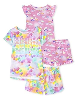 Girls Sleeve Top and Shorts 2 Piece Pajama Sets