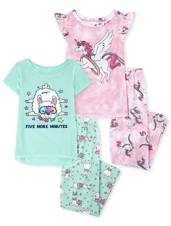 Girls Short Sleeve Top and Pants 2 Piece Pajama Sets