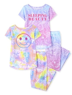 Girls Short Sleeve Top and Pants 2 Piece Pajama Sets