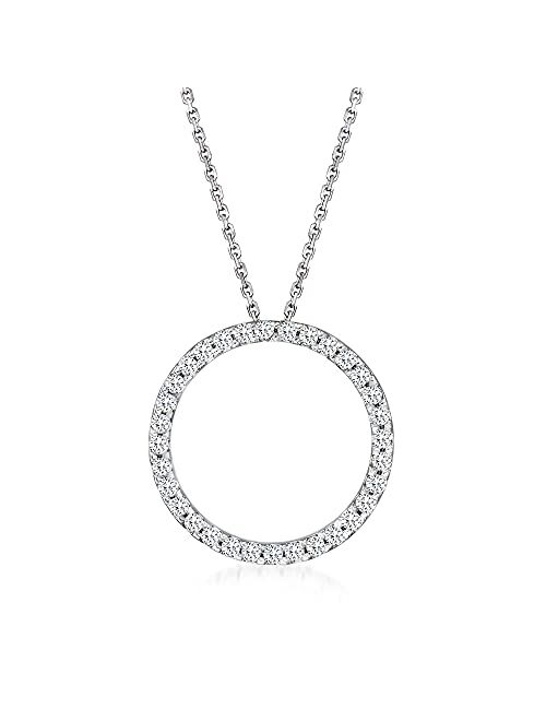 Ross-Simons 0.50 ct. t.w. Diamond Eternity Circle Pendant Necklace in 14kt White Gold. 16 inches