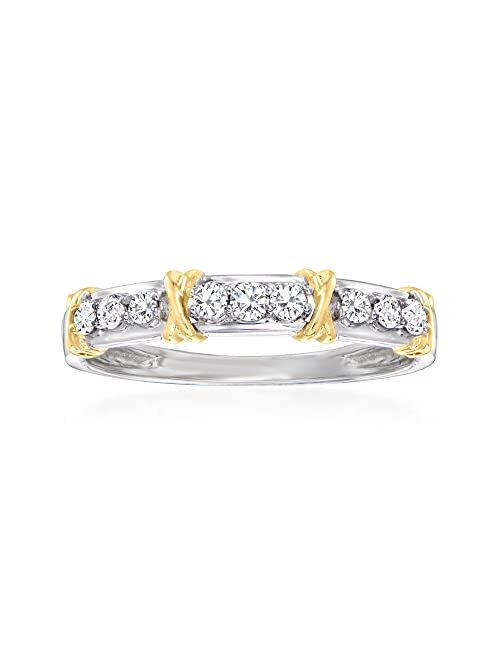 Ross-Simons 0.25 ct. t.w. Diamond X Station Ring in 14kt 2-Tone Gold