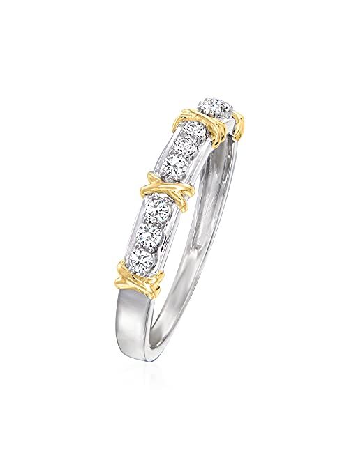 Ross-Simons 0.25 ct. t.w. Diamond X Station Ring in 14kt 2-Tone Gold