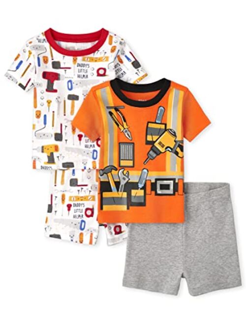 The Children's Place Baby Toddler Boys Sleeve Top and Shorts Snug Fit 100% Cotton 2 Piece Pajama Sets