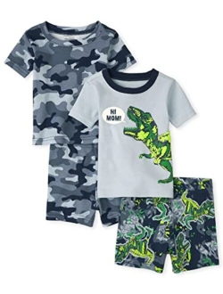 Baby Toddler Boys Sleeve Top and Shorts Snug Fit Cotton 2 Piece Pajama Sets