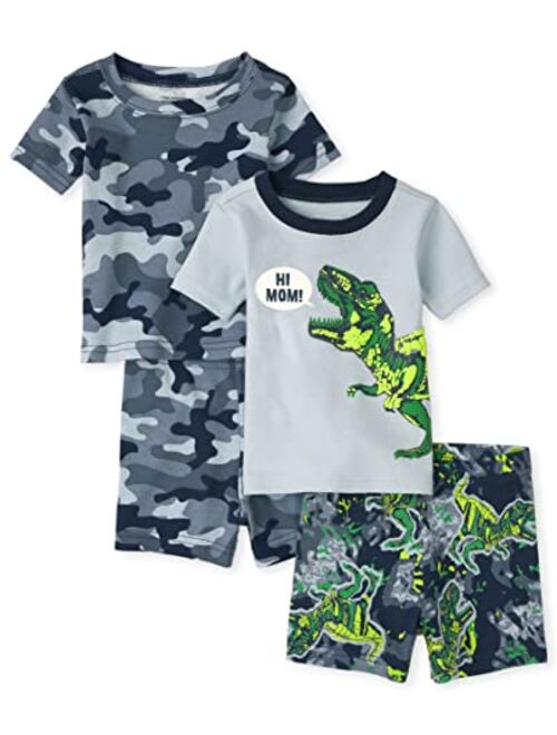 The Children's Place Baby Toddler Boys Sleeve Top and Shorts Snug Fit Cotton 2 Piece Pajama Sets