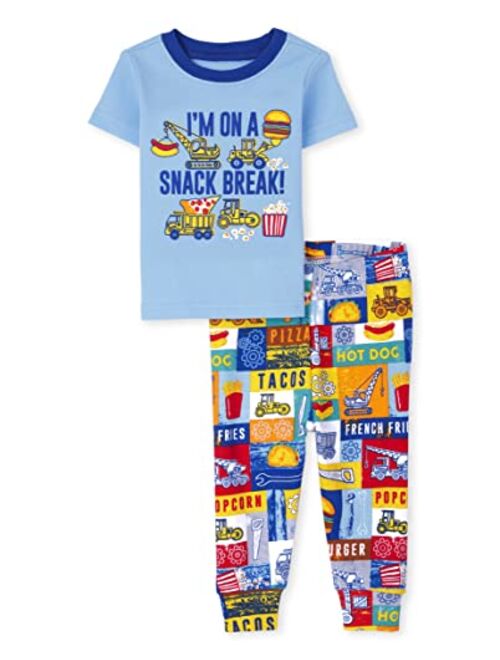 The Children's Place Baby Toddler Boys Sleeve Top and Shorts Snug Fit Cotton 2 Piece Pajama Sets