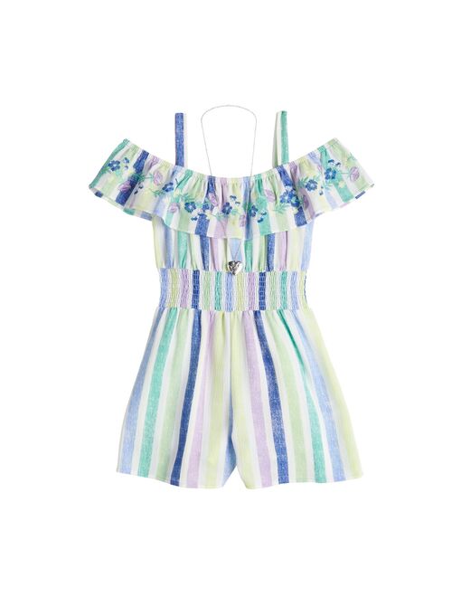 Girls 7-16 Kint Works Ruffled Romper with Necklace in Regular & Plus