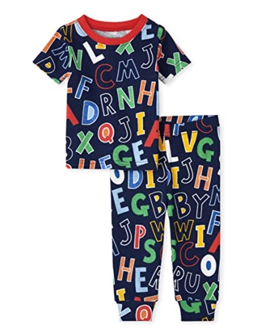 The Children's Place Unisex Baby and Toddler Short Sleeve Top and Pants Snug Fit Cotton 2 Piece Pajama Sets