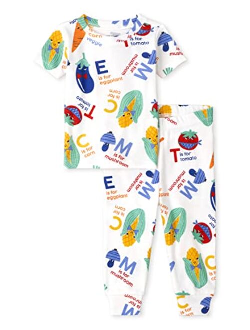 The Children's Place Unisex Baby and Toddler Short Sleeve Top and Pants Snug Fit Cotton 2 Piece Pajama Sets