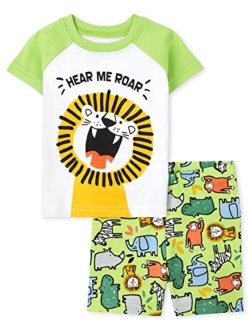 Baby Toddler Boys Short Sleeve Top and Pants Snug Fit Cotton 2 Piece Pajama Sets