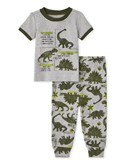 The Children's Place Baby Toddler Boys Short Sleeve Top and Pants Snug Fit Cotton 2 Piece Pajama Sets