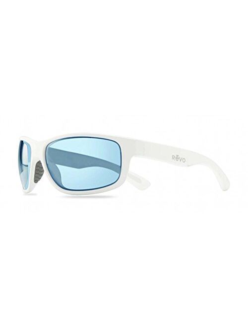 Revo Mens Polarized Sunglasses Baseliner Wraparound Frame 61 mm, Matte White Frame, Blue Water