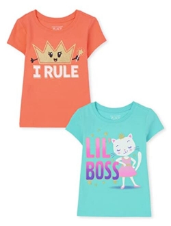 Baby Toddler Girls Short Sleeve Graphic T-Shirt 2-Pack