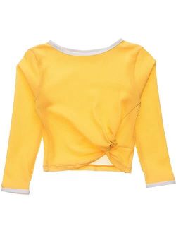 Snapper Rock Marigold Long Sleeve Wrap Crop Top (Little Kids/Big Kids)