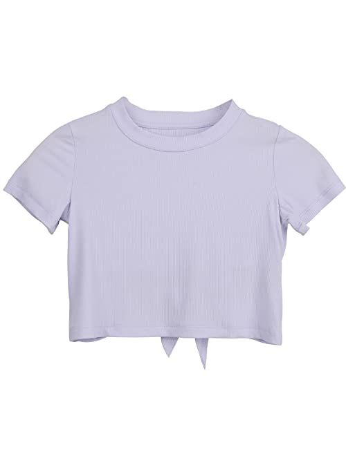 QianSiLi Girls Shirts Short Sleeves, Summer Crop Tops, Premium Knot Tee Shirt