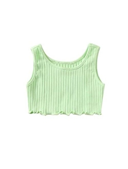 Girl's Ribbed Knit Camisole Sleeveless Racerback Crop Cami Tank Tops