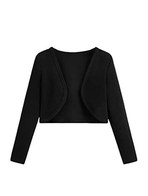 SOLY HUX Girl's V Neck Button Down Long Sleeve Tee Tie Knot Hem Crop Top