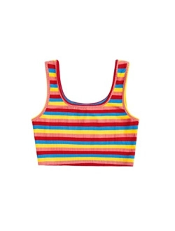 Girl's Tie Dye Sleeveless Ribbed Knit Crop Tank Top