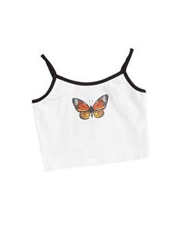 Girl's Summer Clothes Butterfly Pattern Crop Tank Tops