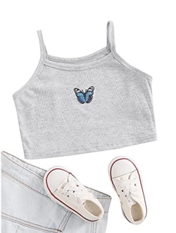 Girl's Summer Clothes Butterfly Pattern Crop Tank Tops