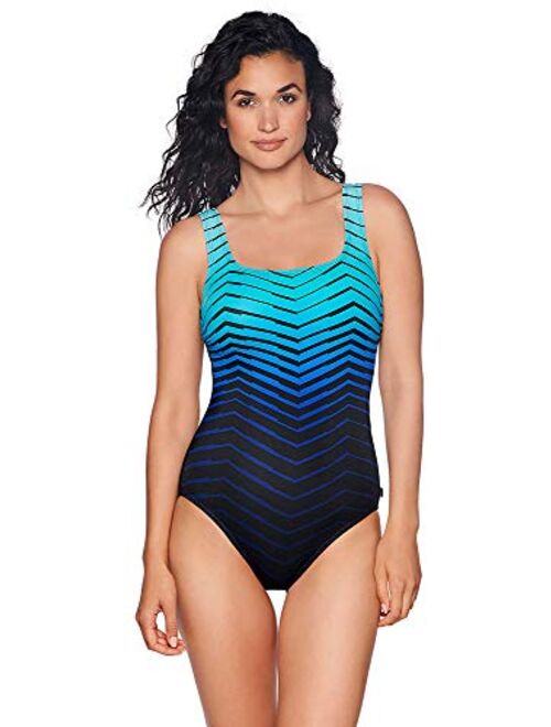 Reebok Women's Swimwear Sport Fashion Prime Performance Scoop Neck Soft Cup One Piece Swimsuit