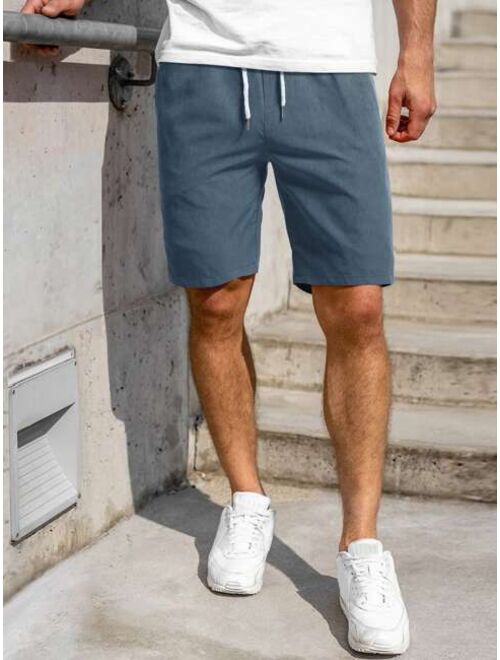 Shein Men Solid Drawstring E-Waist Regular Fit Shorts