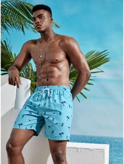 Men Pineapple Print Swim Trunks