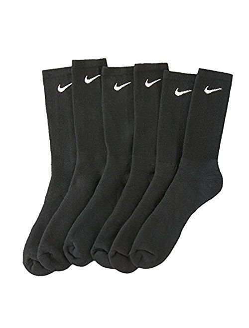 Nike unisex-adult womens mens Performance Cushion Crew Socks With Bag (6 Pack)